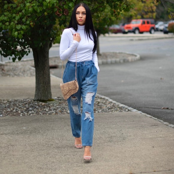 White Birch Straight Leg Denim Pants With Elastic Waist and Drawstring Size Med - Picture 4 of 15